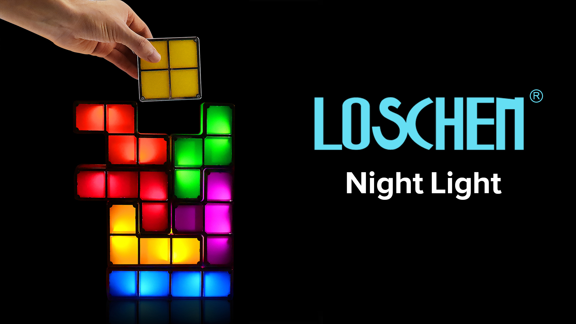 LOSCHEN Night Light,DIY Stackable LED 7 Colors Interlocking